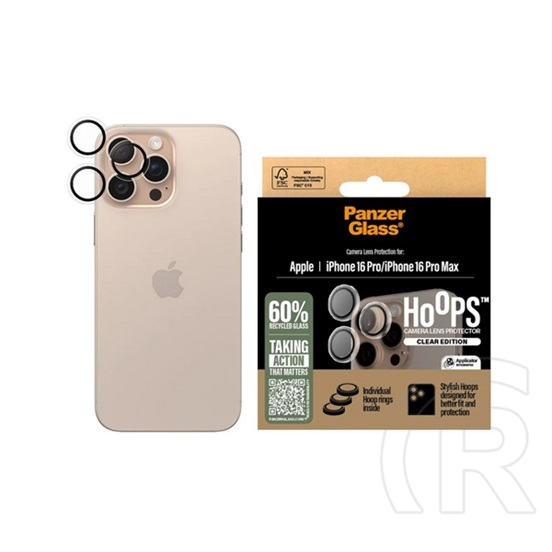 Panzerglass Apple iPhone 16 Pro Max  hoops kameravédő üveg (9h + segédkeret) átlátszó