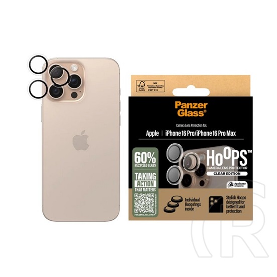 Panzerglass Apple iPhone 16 Pro Max  hoops kameravédő üveg (9h + segédkeret) átlátszó