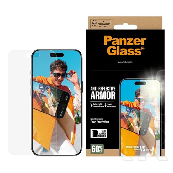 Panzerglass Apple iPhone 16 Pro anti-reflective armor easyaligner üveg (tükröződésmentes + segédkeret) átlátszó