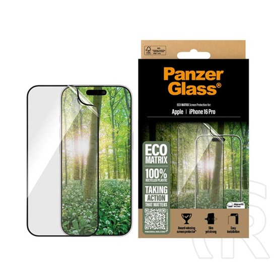 Panzerglass Apple iPhone 16 Pro eco matrix képernyővédő üveg (flexibilis, karcálló + segédkeret) átlátszó