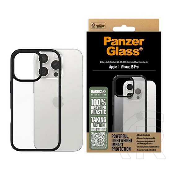 Panzerglass Apple iPhone 16 Pro hardcase szilikon telefonvédő (ütésállóság, kameravédő, antibakteriális) fekete