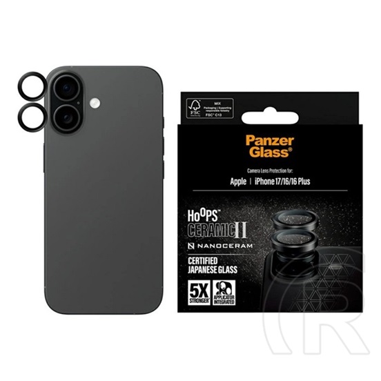 Panzerglass Apple iPhone 17 hoops ceramic ii kameravédő üveg (9h + segédkeret) fekete