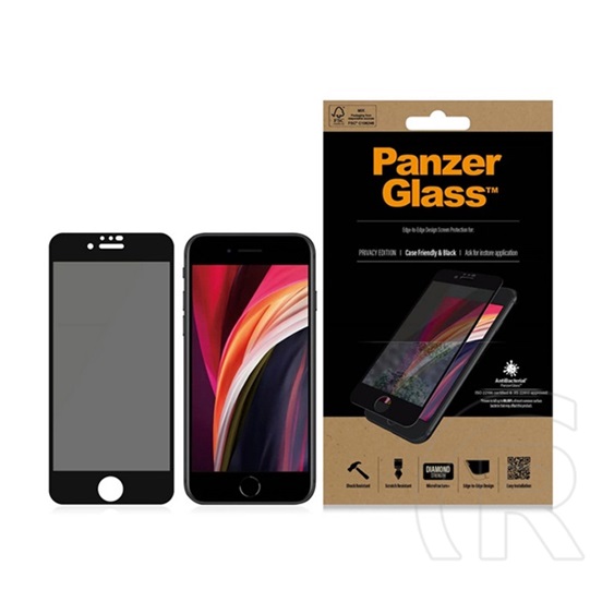 Panzerglass Apple iPhone SE 2 (2020)  edge-to-edge  privacy  üveg (antibakteriális, betekintés védelem) fekete
