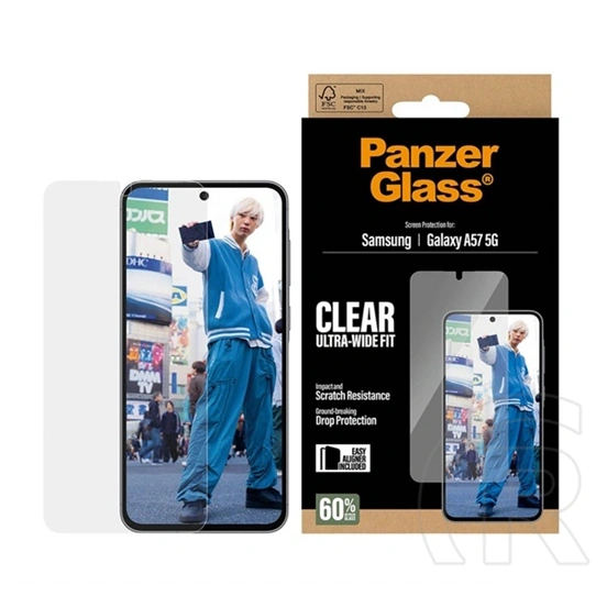 Panzerglass Samsung A57 5G ultra-wide fit képernyővédő üveg (3d, extra karcálló, ütésállóság) átlátszó