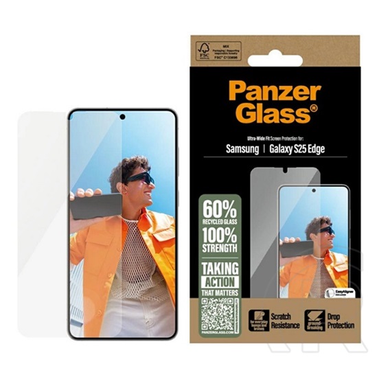 Panzerglass Samsung Galaxy S25 Edge (SM-S937) ultra-wide fit üveg (3d, extra karcálló, ütésálló + segédkeret) átlátszó