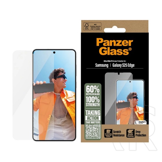 Panzerglass Samsung Galaxy S25 Edge (SM-S937) ultra-wide fit üveg (3d, extra karcálló, ütésálló + segédkeret) átlátszó