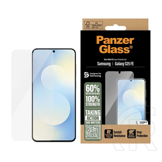 Panzerglass Samsung Galaxy S25 FE (SM-S731) ultra-wide fit üveg (3d, extra karcálló, antibakteriális) átlátszó