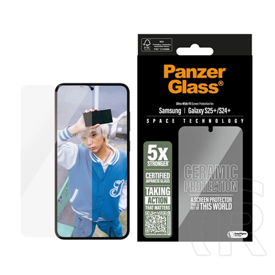 Panzerglass Samsung Galaxy S25 Plus (SM-S936) ceramic képernyővédő üveg (3d, ütésállóság, 9h) átlátszó