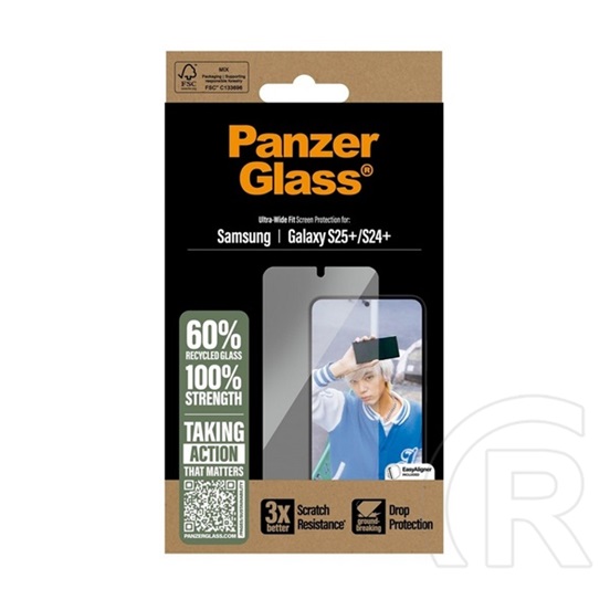 Panzerglass Samsung Galaxy S25 Plus (SM-S936) képernyővédő üveg (3d, ütésállóság, 9h) átlátszó