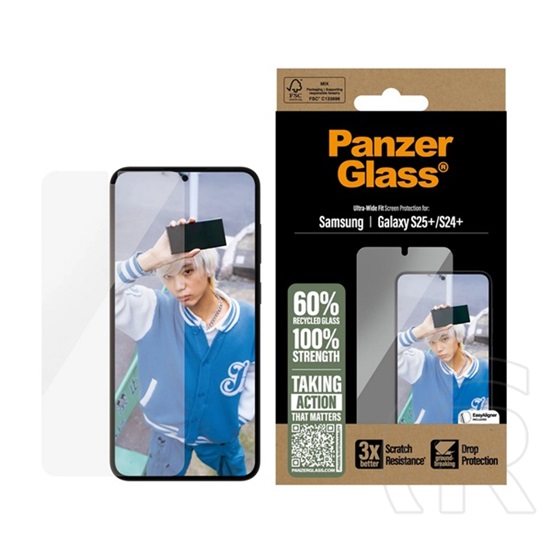 Panzerglass Samsung Galaxy S25 Plus (SM-S936) képernyővédő üveg (3d, ütésállóság, 9h) átlátszó