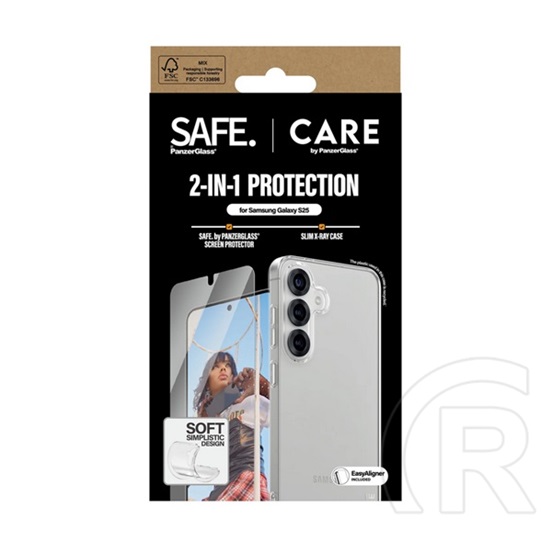 Panzerglass Samsung Galaxy S25 (SM-S931) care fashion 2in1 szilikon védő (ütésálló, légpárnás keret +  üveg) átlátszó