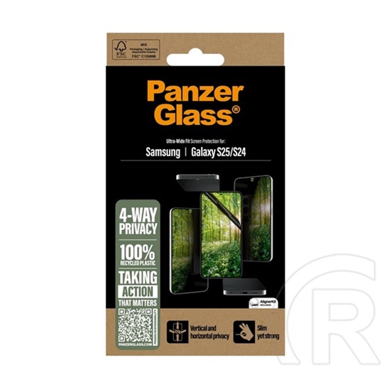 Panzerglass Samsung Galaxy S25 (SM-S931) eco matrix 4-way képernyővédő fólia ( betekintés védelem + segédkeret) átlátszó