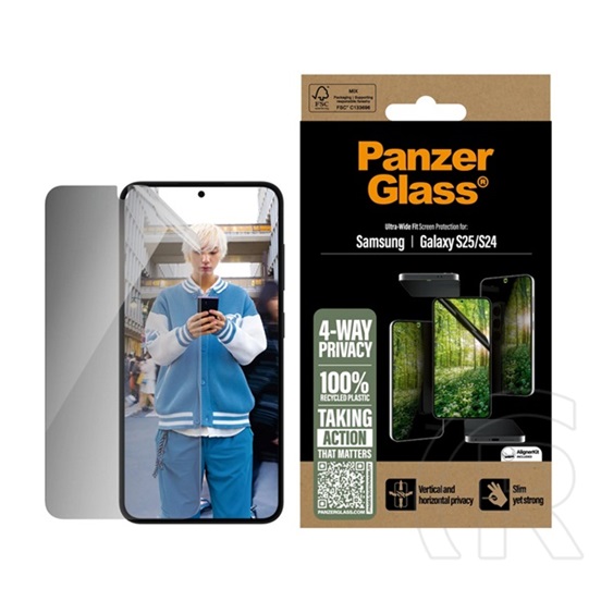Panzerglass Samsung Galaxy S25 (SM-S931) eco matrix 4-way képernyővédő fólia ( betekintés védelem + segédkeret) átlátszó