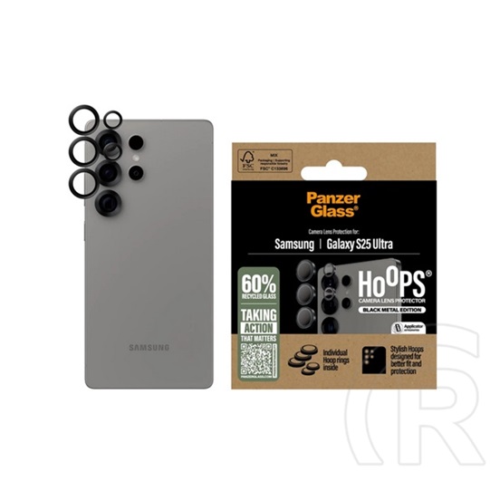 Panzerglass Samsung Galaxy S25 Ultra (SM-S938) hoops kameravédő üveg (9h + segédkeret) fekete
