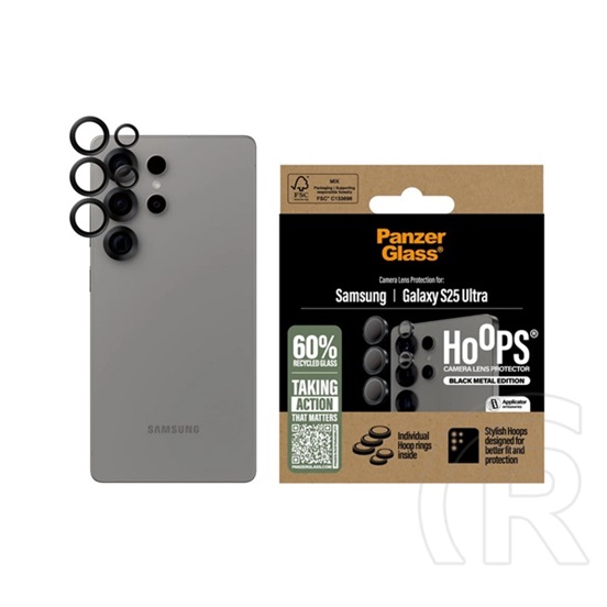 Panzerglass Samsung Galaxy S25 Ultra (SM-S938) hoops kameravédő üveg (9h + segédkeret) fekete