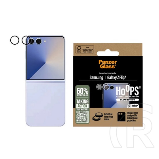 Panzerglass Samsung Galaxy Z Flip7 (SM-F766) hoops kameravédő üveg (9h + segédkeret) átlátszó