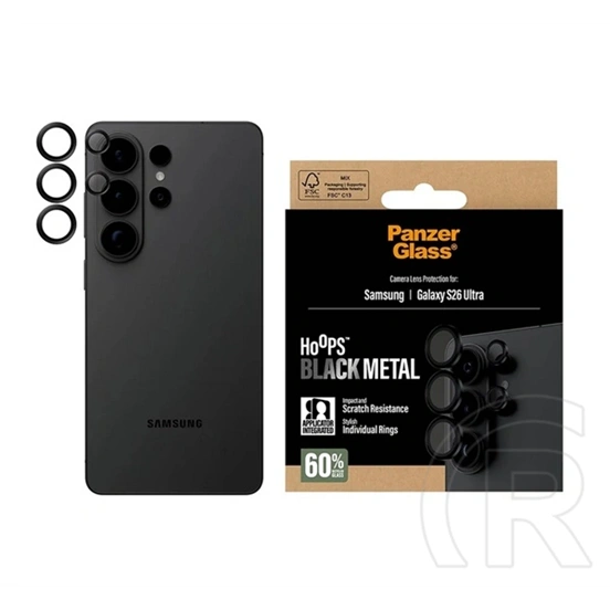 Panzerglass Samsung S26 Ultra hoops black metal kameravédő üveg (9h, fém + segédkeret) fekete