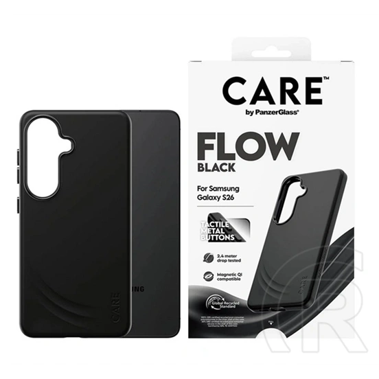 Panzerglass Samsung S26 flow szilikon védő (ütésálló, mikrofiber karcolásmentesítő belső, kameravédő, wireless) fekete
