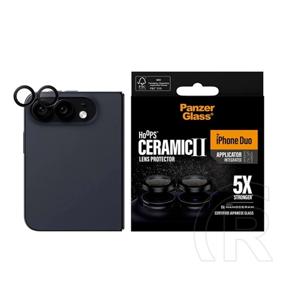 Panzerglass iPhone Duo hoops ceramic kameravédő üveg (9h + segédkeret) fekete