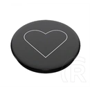 PopSockets telefontartó (készülékre ragasztható, többfunkciós, szív, fekete, prémium minőség)