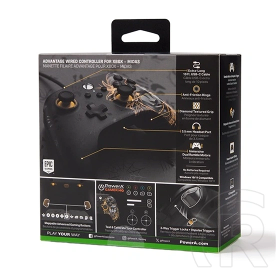 PowerA Advantage Xbox Series X/S vezetékes kontroller (USB-C, 3 m kábel, kompatibilis: Xbox Series X/S, Xbox One, Window