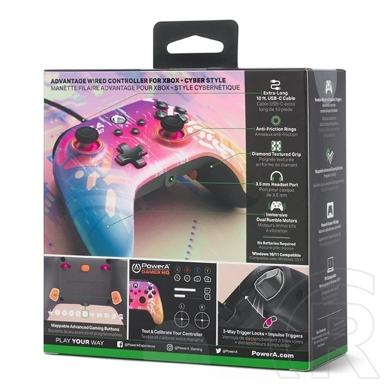PowerA Advantage kontroller (vezetékes, Xbox Series X/S, Xbox One, Windows 10/11, USB-C, 3 m kábel, cyber style)