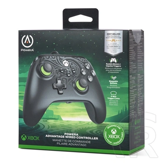 PowerA Advantage vezetékes Xbox Series X/S kontroller (USB-C, 3 m kábel, programozható gombok, zöld)