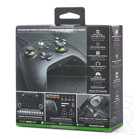 PowerA Advantage vezetékes Xbox Series X/S kontroller (USB-C, 3 m kábel, programozható gombok, zöld)