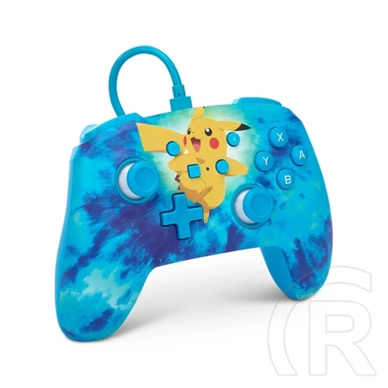 PowerA Enhanced Nintendo Switch kontroller (vezetékes, 3 m USB kábel, 3,5 mm jack, két újrakiosztható gomb, Tie Dye Pika