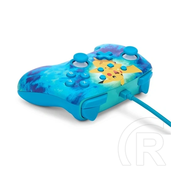 PowerA Enhanced Nintendo Switch kontroller (vezetékes, 3 m USB kábel, 3,5 mm jack, két újrakiosztható gomb, Tie Dye Pika