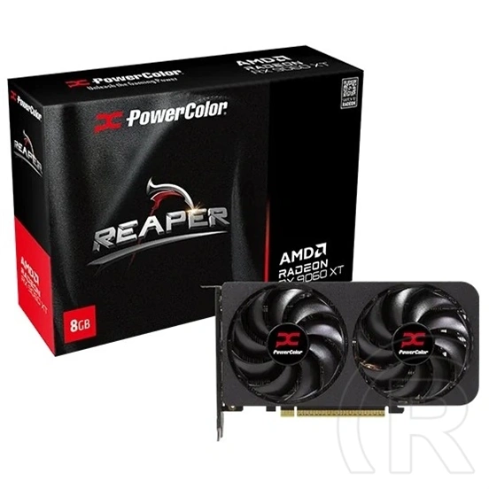 PowerColor Reaper Radeon RX 9060 XT VGA (PCIe 5.0, 8 GB GDDR6, 128 bit, fekete)