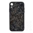 ProDA BAYNO telefonvédő Apple iPhone XR 6.1 szilikon keret (BUMPER, edzett üveg hátlap, márvány minta) fekete