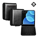 Qialino Samsung Z Flip8 tok álló, valódi bőr (flip, oldalra nyíló, asztali tartó) fekete