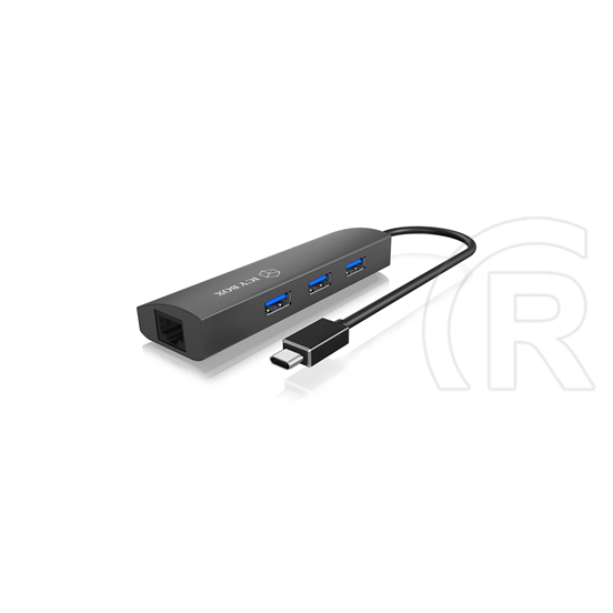 RaidSonic IB-HUB1406-C ICY BOX USB 3.0 HUB + Gigabit LAN (3 portos, USB 3.0 Type-C, passzív)
