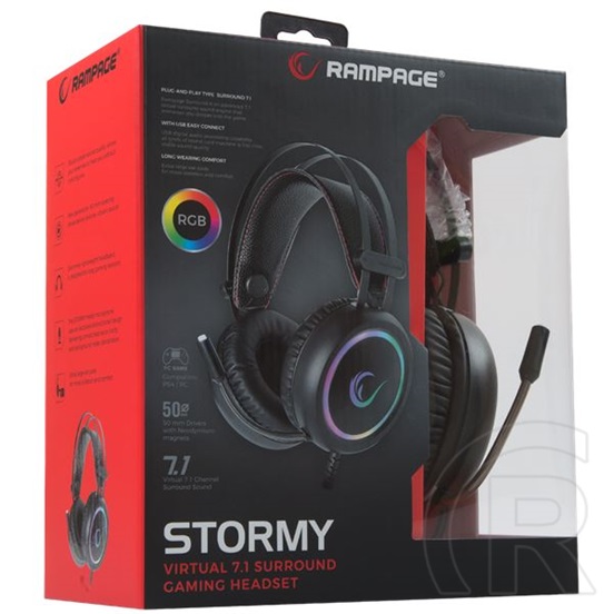 Rampage STORMY RGB mikrofonos fejhallgató (fekete)