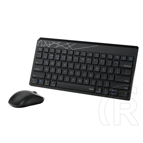 Rapoo 8000M vezeték nélküli billentyűzet és egér (HU, USB/Bluetooth, fekete)