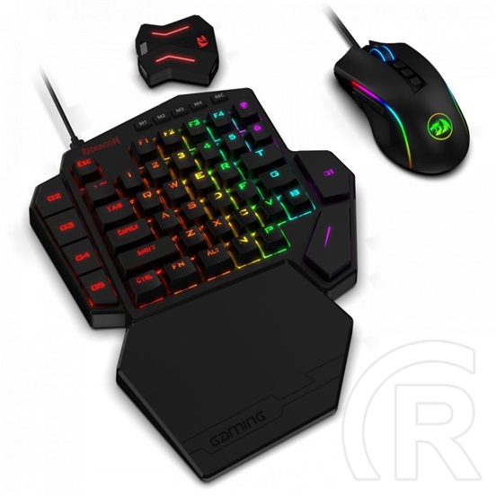 Redragon K585 One-handed RGB Blue Switch mechanikus billentyűzet + M721-Pro egér (USB, fekete)