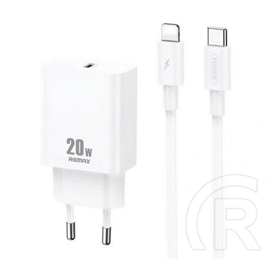 Remax Prime II hálózati töltő (20W, Type-C aljzat, PD gyorstöltés, Type-C - Lightning kábel, fehér)
