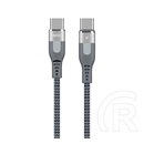 Remax USB adat- és töltőkábel (C dugó / C dugó, 1 m, ezüst)