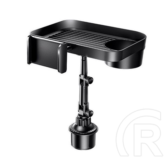 Remax autós tartó (pohártartóba, állítható, 4-6.5" méret + pohártartó) fekete