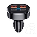 Remax autós töltő 2 usb  / 2 type-c  (5v / 3a, 75w, pd gyorstöltés támogatás, led kijelző) fekete