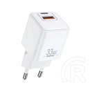 Remax batt hálózati töltő usb+type-c aljzat (33w, gan, pd gyorstöltő) fehér