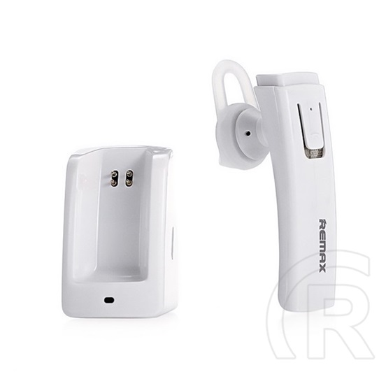 Remax bluetooth fülhallgató mono (v4.1, mikrofon, zajszűrő, multipoint, edr + dokkoló) fehér