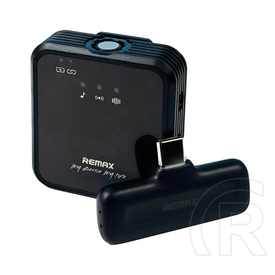 Remax bluetooth mikrofon (type-c, zajszűrő, 360°, lavalier csiptethető, led jelzés) fekete