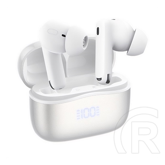 Remax jz01 bluetooth fülhallgató sztereo (v5.4, tws, mikrofon, aktív zajszűrő, led kijelző + töltőtok) fehér
