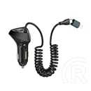 Remax rcc328 autós töltő 2 usb+type-c aljzat (5v/3a, 22.5w, pd gyorstöltő + type-c/lightning kábel) fekete