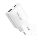 Remax ultra thin hálózati töltő usb-type-c aljzat (20w, pd gyorstöltő, gan, ultravékony) fehér