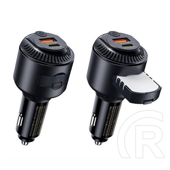 Remax yatoy autós töltő usb+type-c aljzat (60w, pd gyorstöltő, illatosító) fekete