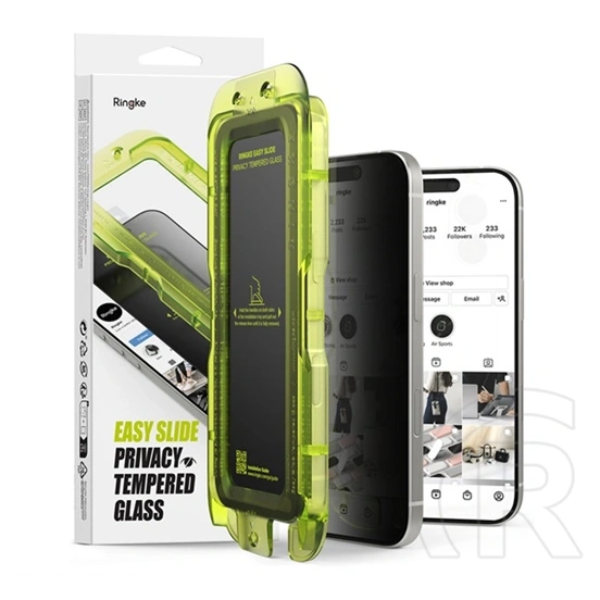 Ringke iPhone 17 Pro easy slide privacy képernyővédő üveg 2db (2.5d, 9h, betekintés védelem + segédkeret) fekete