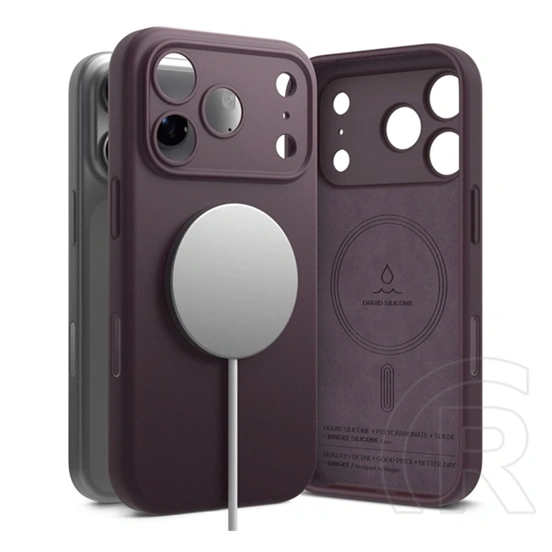 Ringke iPhone 18 Pro  silicone magsafe szilikon védő (ütésálló, kameravédő, mikrofiber plüss belső, magsafe) burgundy